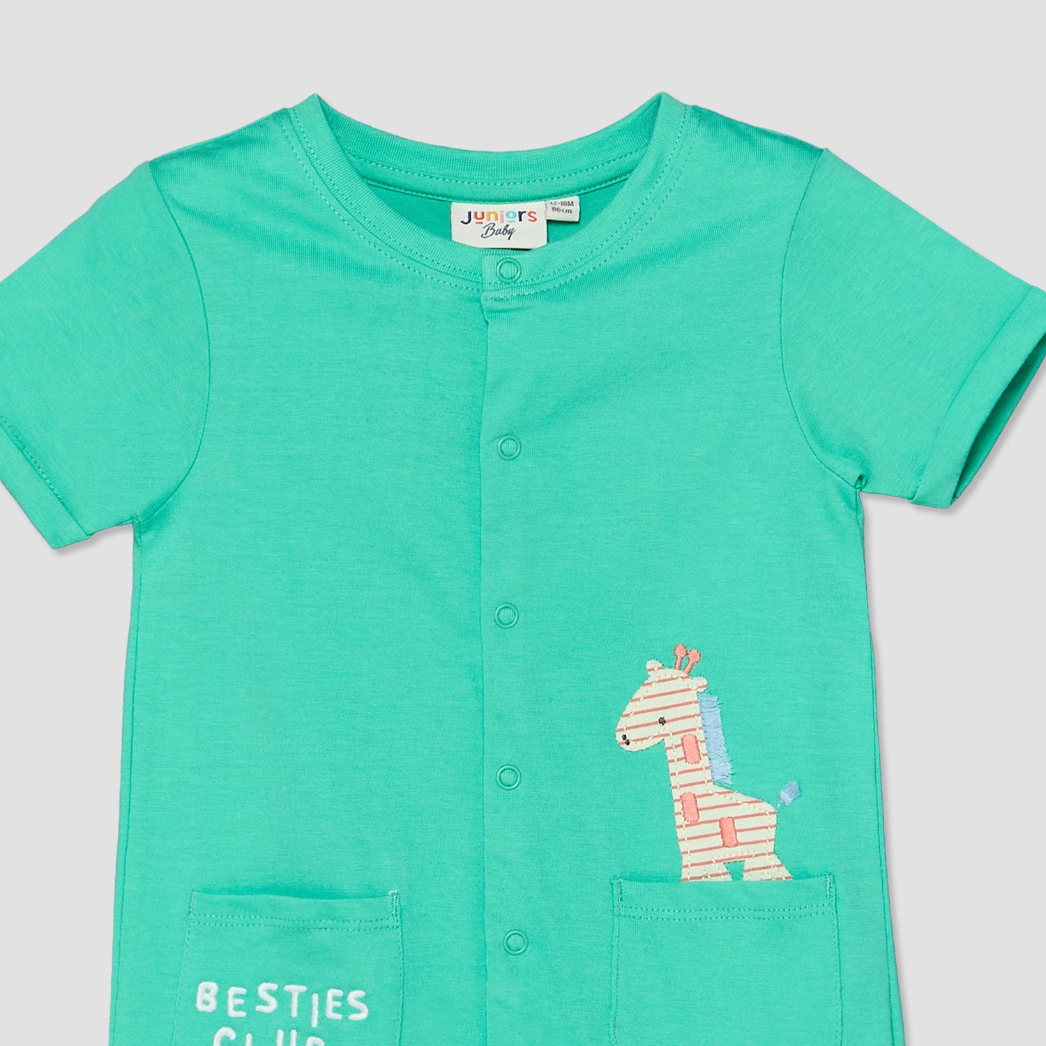 Pack of 2 Juniors Round Neck Short Sleeves Romper with Applique Detail