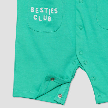 Pack of 2 Juniors Round Neck Short Sleeves Romper with Applique Detail