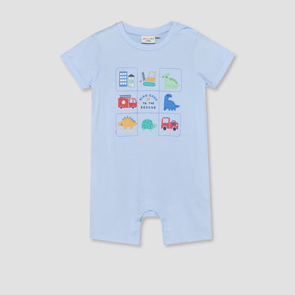 Pack of 2 Juniors Round Neck Short Sleeves Romper with Fun Print