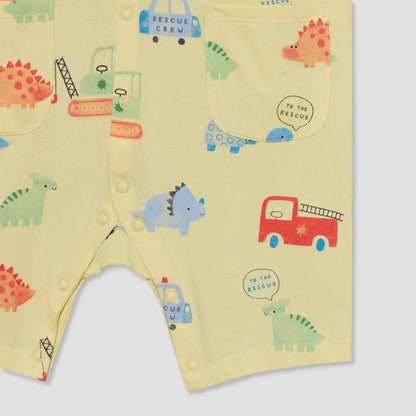 Pack of 2 Juniors Round Neck Short Sleeves Romper with Fun Print