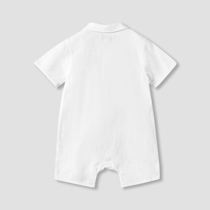 Juniors Collared Short Sleeves Romper with Animal Applique