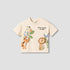 Juniors Crew Neck Short Sleeves T-shirt with Animal Applique - Beige / 12-18 mths