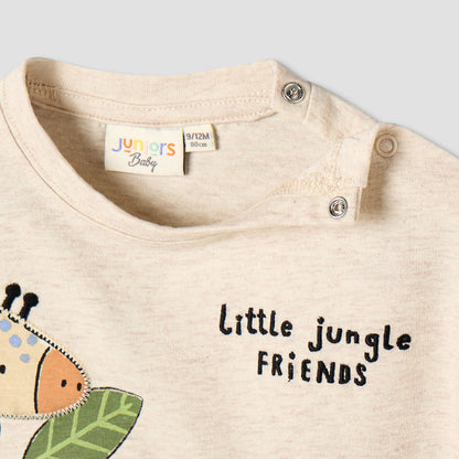 Juniors Crew Neck Short Sleeves T-shirt with Animal Applique