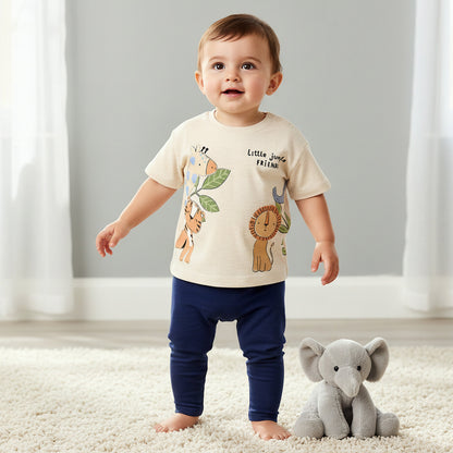 Juniors Crew Neck Short Sleeves T-shirt with Animal Applique