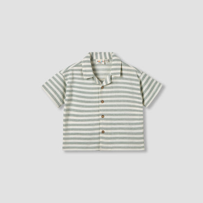 Juniors Short Sleeves Shirt with Stripes - Grey / 12-18 mths