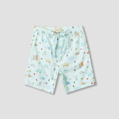 Juniors Collared Neck Short Sleeve Shirt and Shorts Set with Pocket