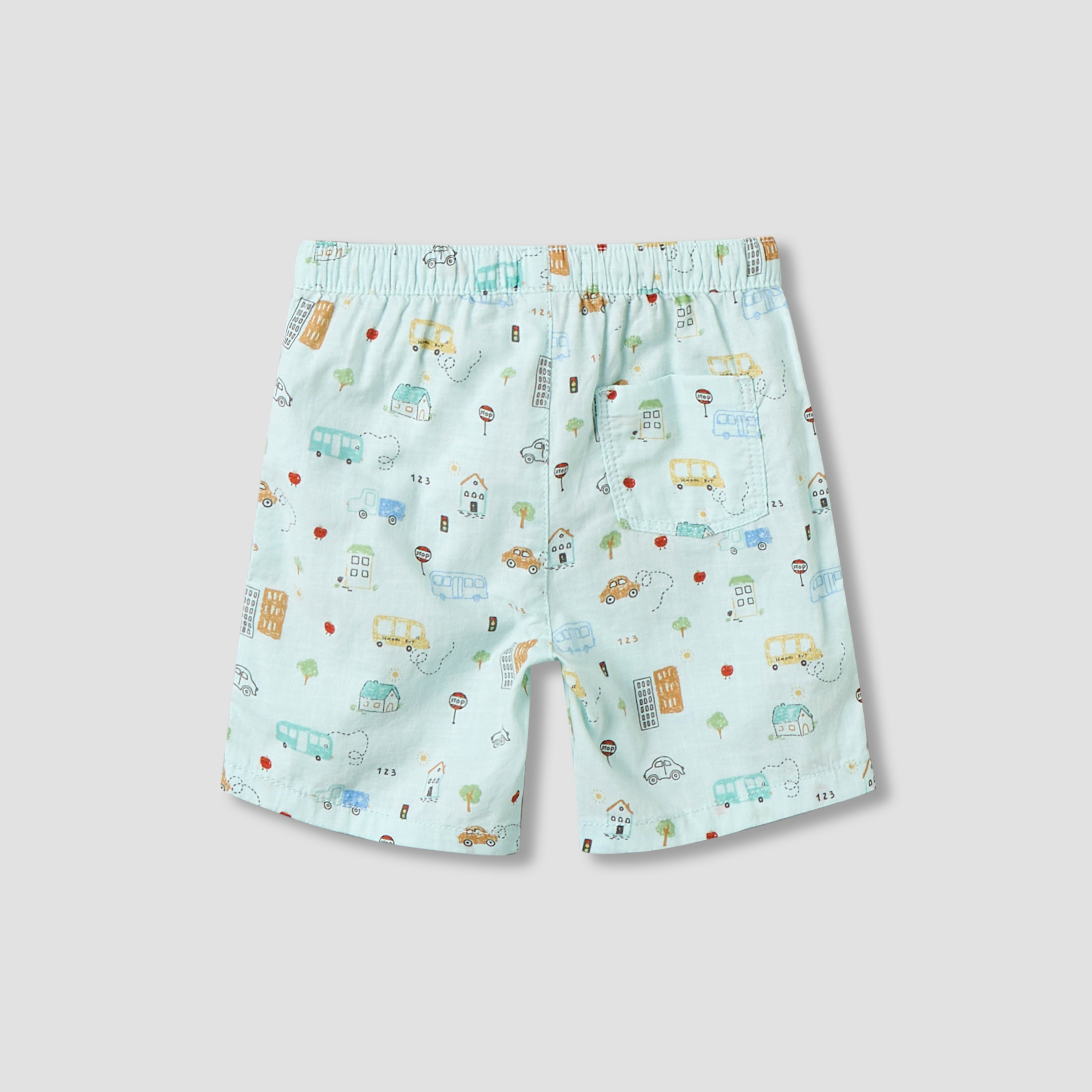 Juniors Collared Neck Short Sleeve Shirt and Shorts Set with Pocket