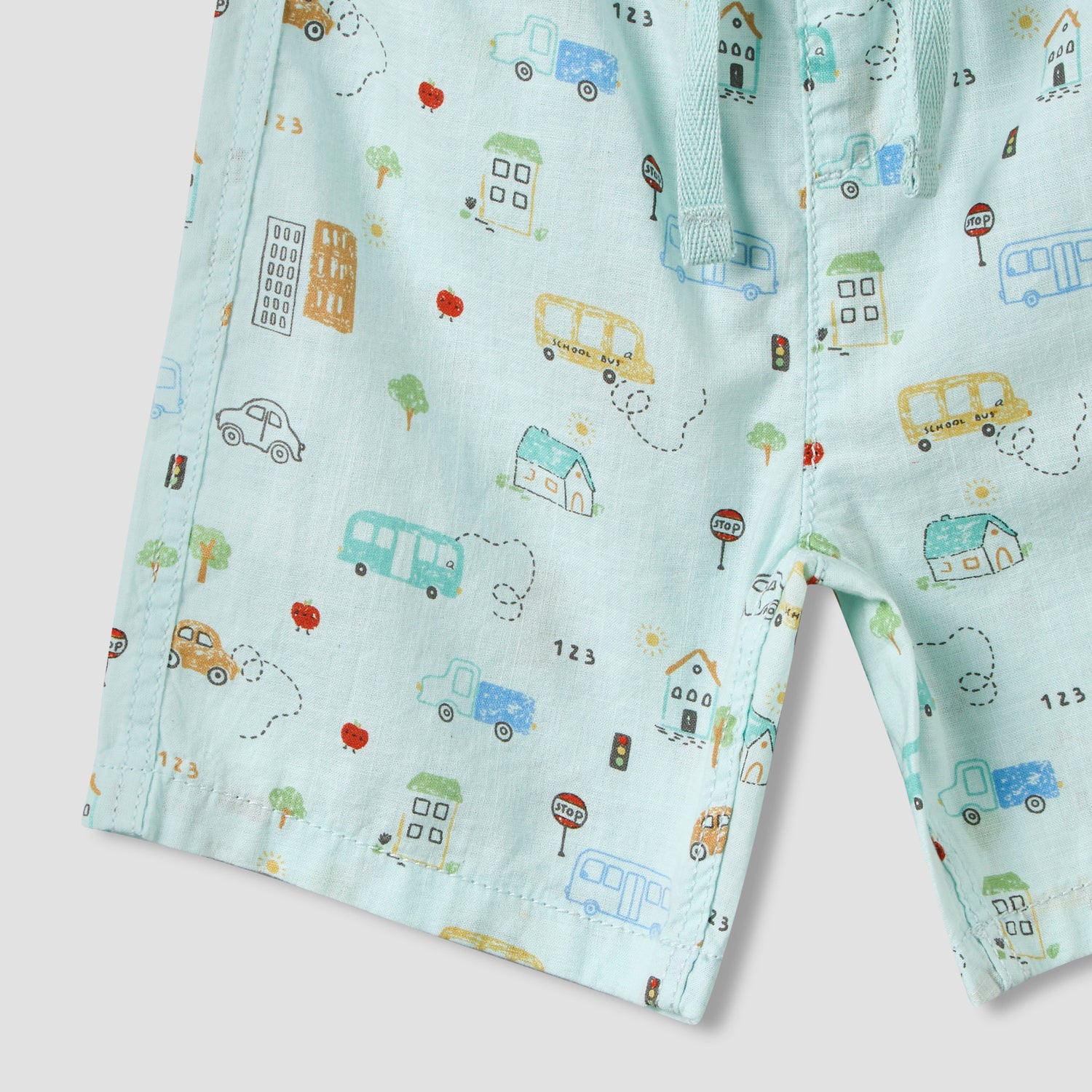 Juniors Collared Neck Short Sleeve Shirt and Shorts Set with Pocket