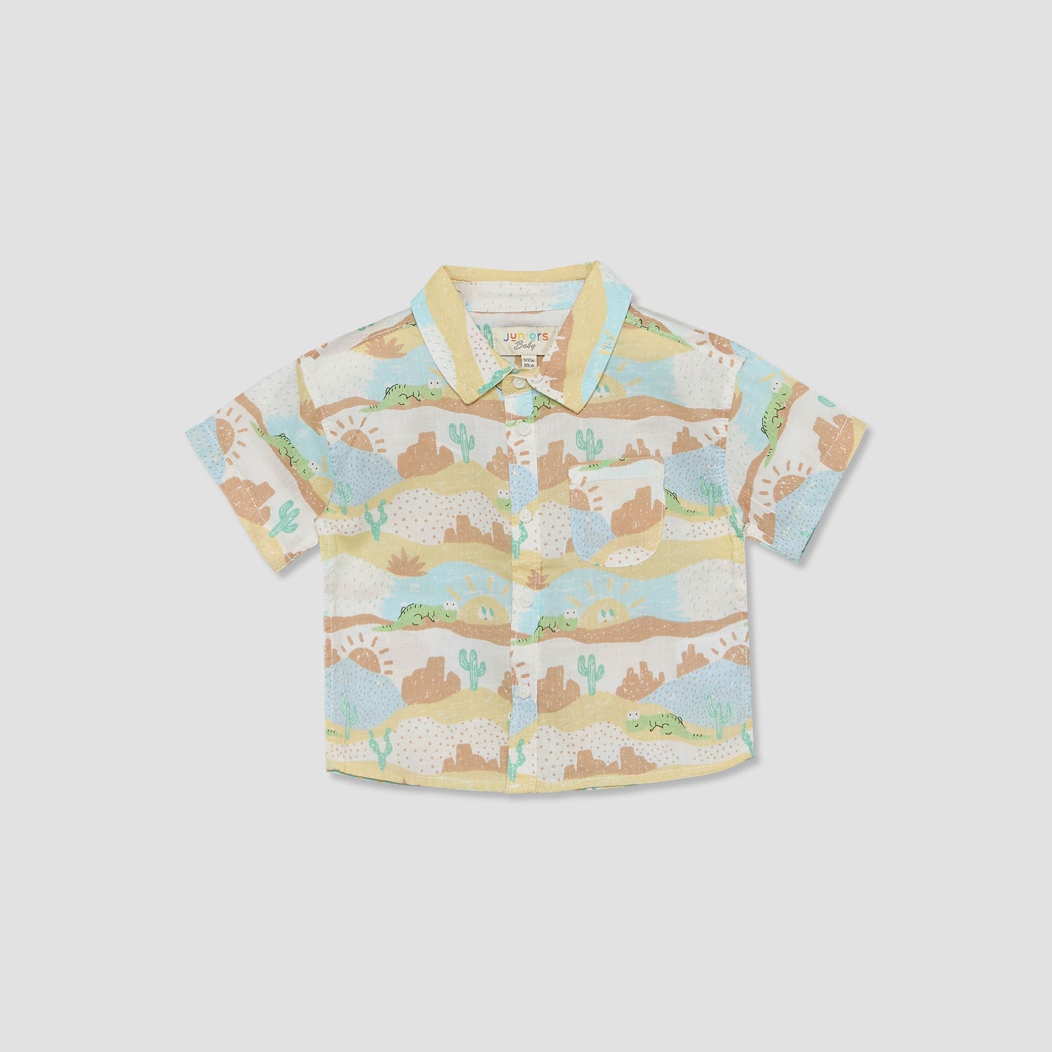 Juniors Collared Short Sleeves Shirt and Shorts Set with Desert Print