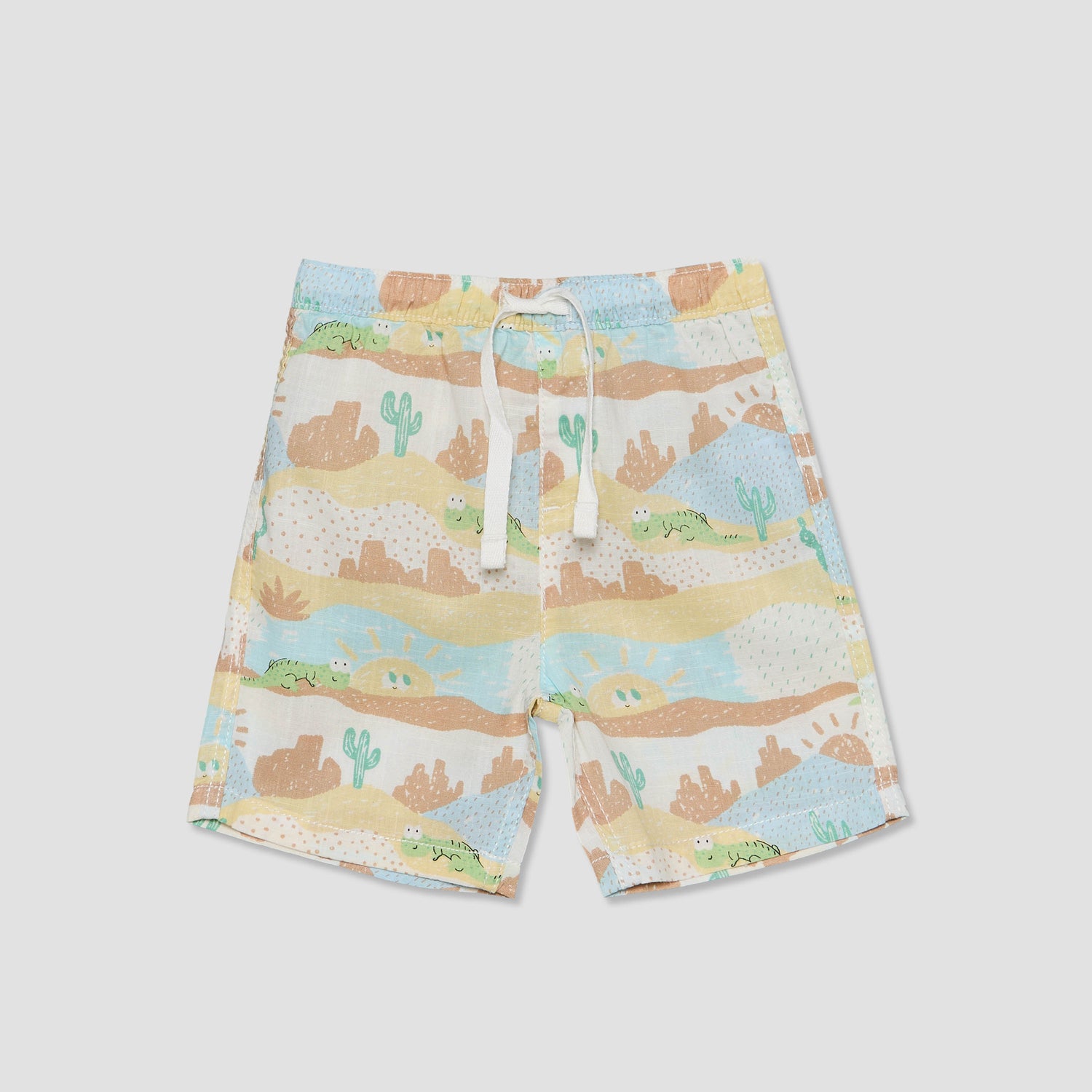 Juniors Collared Short Sleeves Shirt and Shorts Set with Desert Print