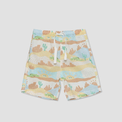 Juniors Collared Short Sleeves Shirt and Shorts Set with Desert Print