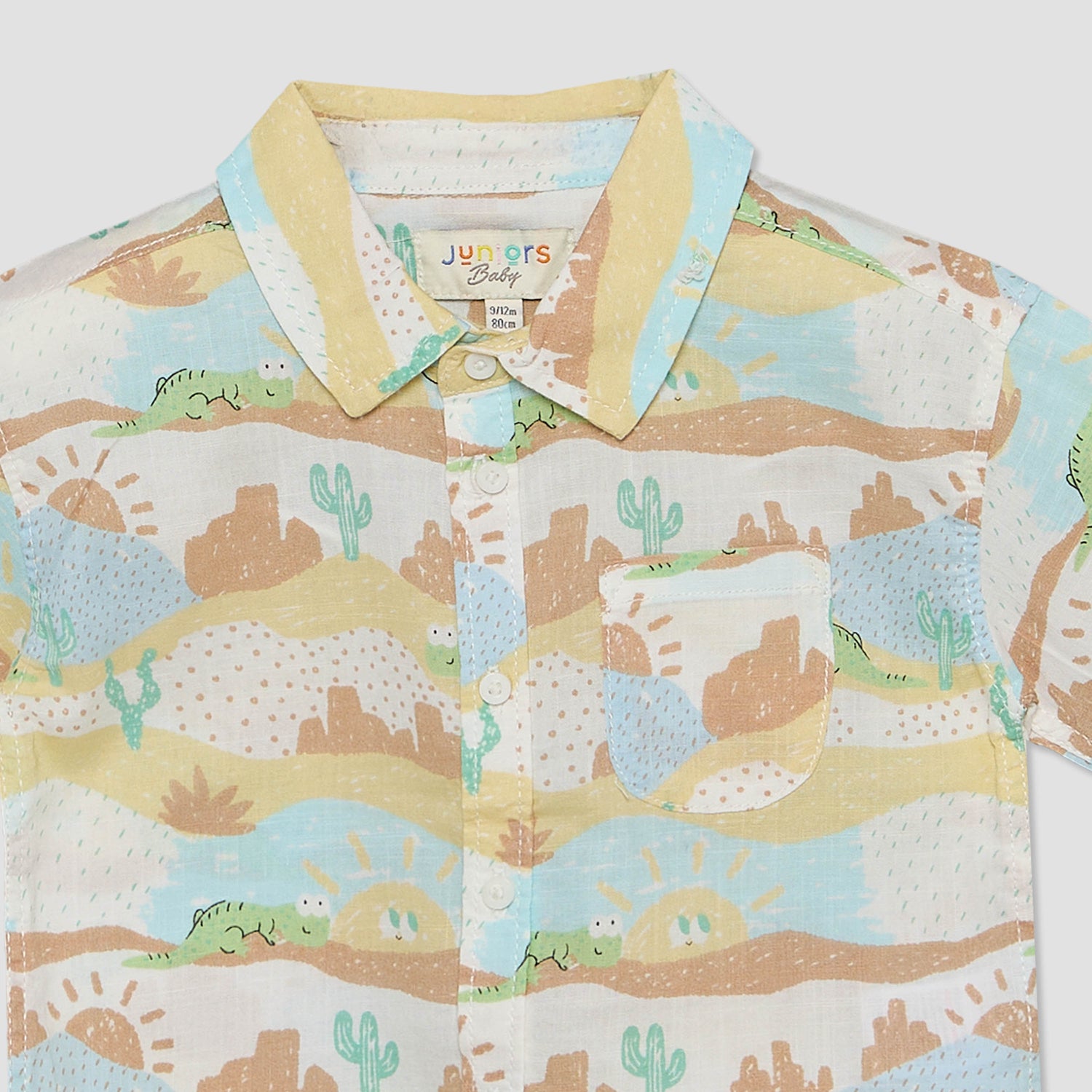 Juniors Collared Short Sleeves Shirt and Shorts Set with Desert Print