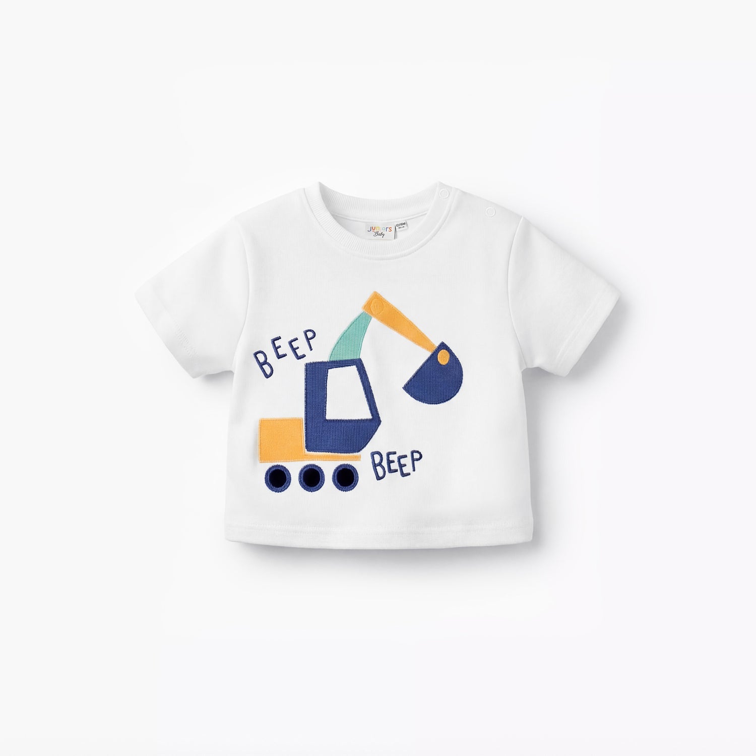 Juniors Crew Neck Short Sleeves T-shirt and Pants Set with Excavator Design