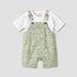 Juniors Crew Neck Short Sleeves T-shirt and Dungaree Set with Vehicle Print - Green / 12-18 mths