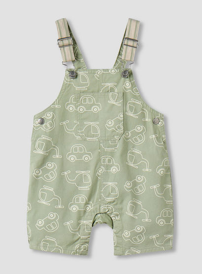 Juniors Crew Neck Short Sleeves T-shirt and Dungaree Set with Vehicle Print-baby-boys-clothing-setsandcoords-image-3