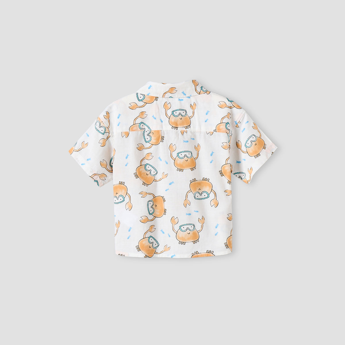 Juniors Collared Short Sleeves Shirt and Shorts Set with Crab Print