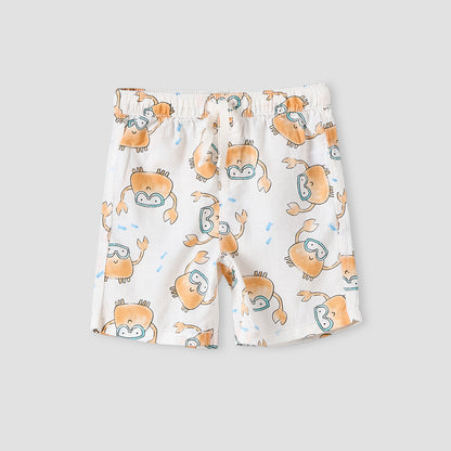 Juniors Collared Short Sleeves Shirt and Shorts Set with Crab Print