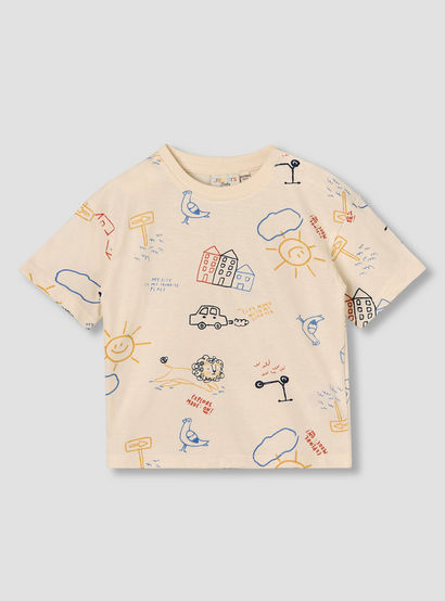 Juniors Crew Neck Short Sleeves T-shirt and Shorts Set with Print-baby-boys-clothing-setsandcoords-image-3