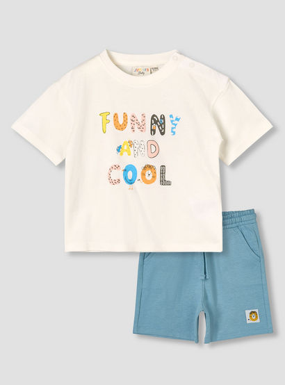 Juniors Crew Neck Short Sleeves T-shirt and Shorts Set with Graphic Print-baby-boys-clothing-setsandcoords-image-2
