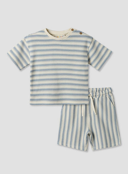 Juniors Crew Neck Short Sleeves T-shirt and Shorts Set with Button Closure-baby-boys-clothing-setsandcoords-image-2