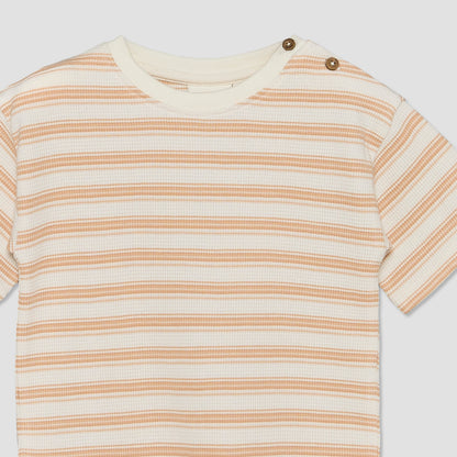 Juniors Crew Neck Short Sleeves T-shirt and Shorts Set with Stripes