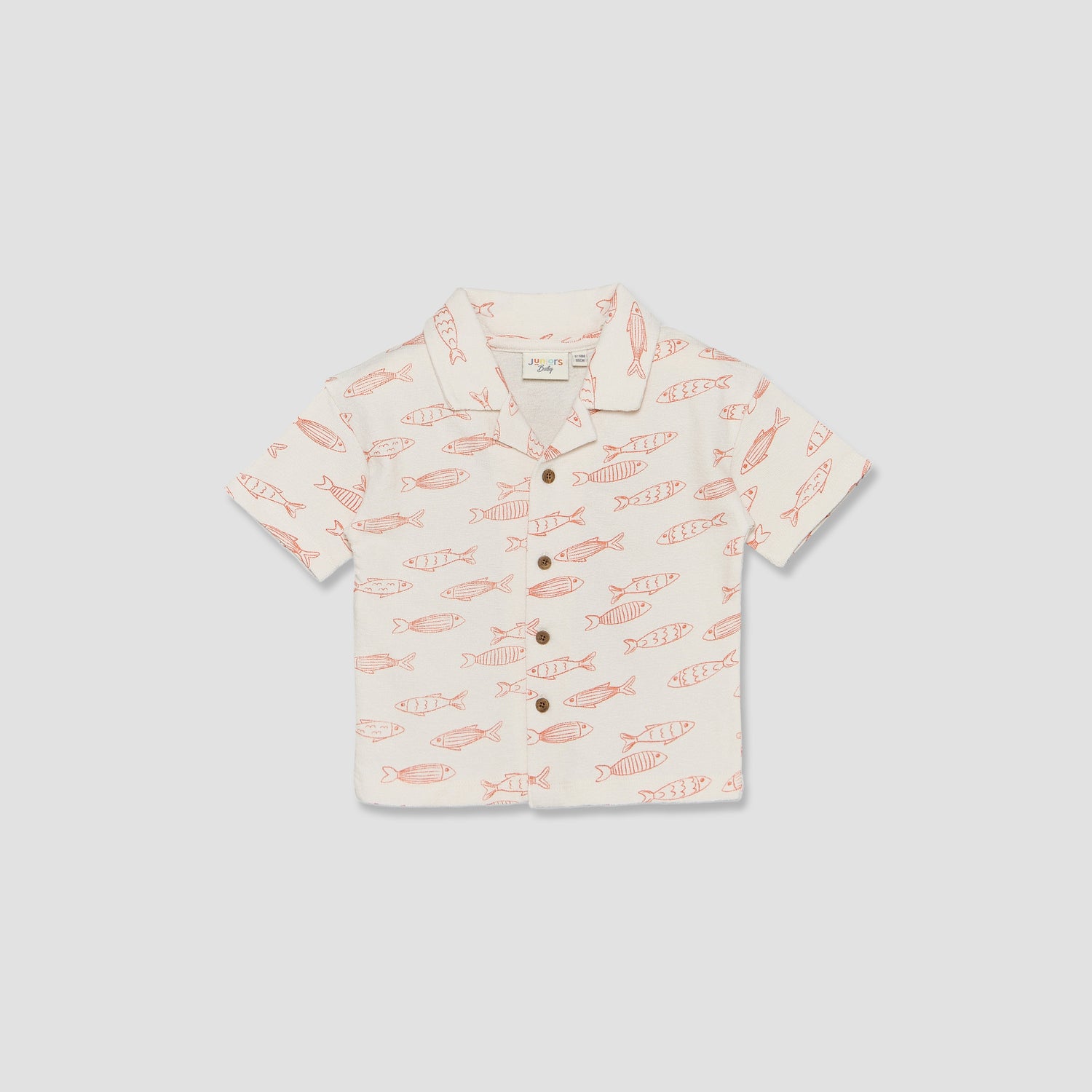 Juniors Collared Short Sleeves Shirt and Shorts Set with Fish Print