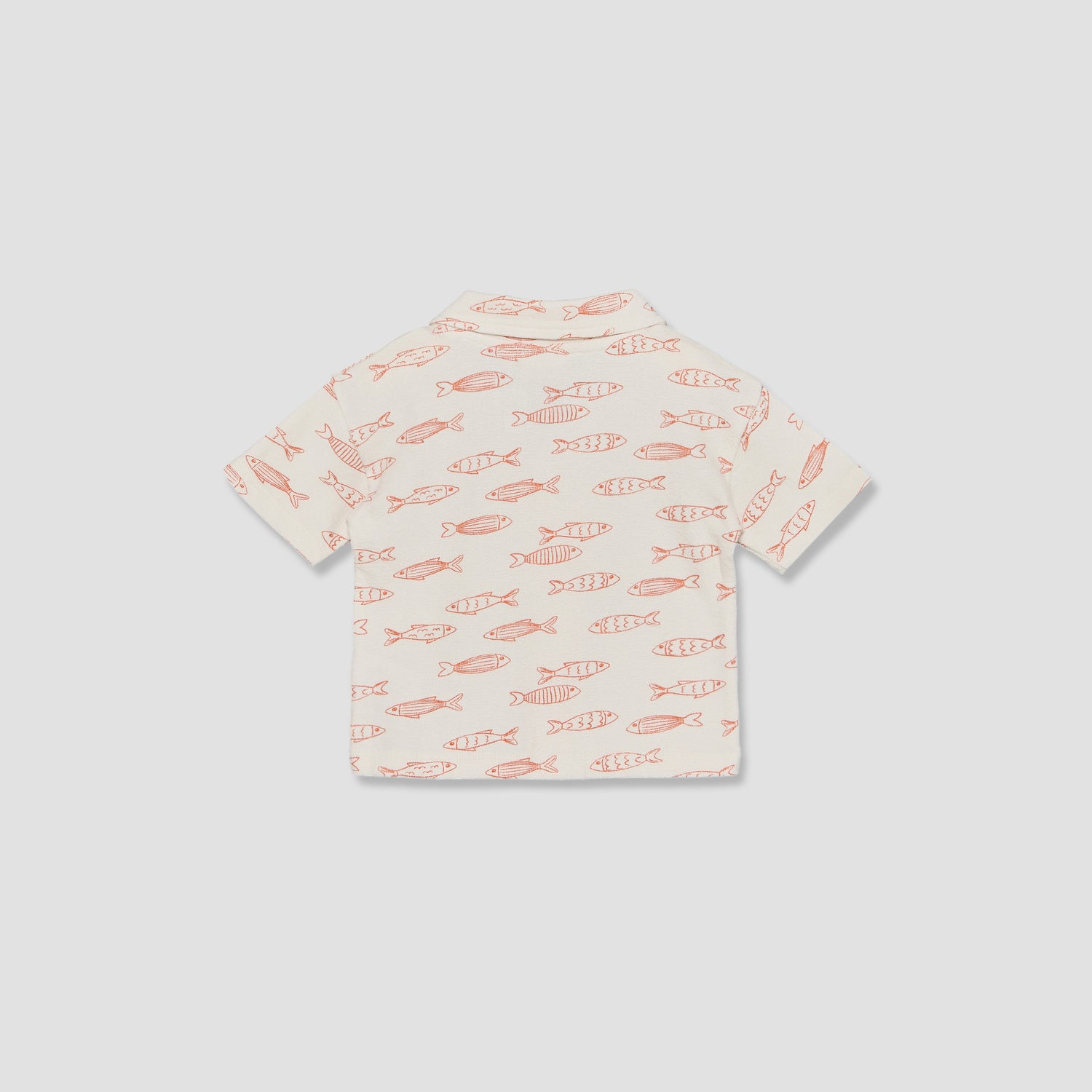 Juniors Collared Short Sleeves Shirt and Shorts Set with Fish Print