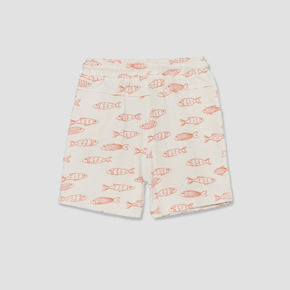 Juniors Collared Short Sleeves Shirt and Shorts Set with Fish Print