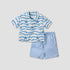 Juniors Collared Neck Short Sleeve Shirt and Shorts Set with Drawstring Closure - Blue / 12-18 mths