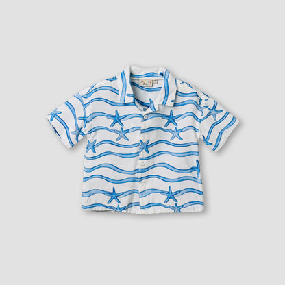 Juniors Collared Neck Short Sleeve Shirt and Shorts Set with Drawstring Closure