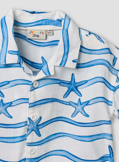 Juniors Collared Neck Short Sleeve Shirt and Shorts Set with Drawstring Closure-baby-boys-clothing-setsandcoords-image-5