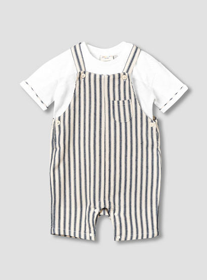 Juniors Crew Neck Short Sleeve T-shirt and Dungaree Set with Pocket-baby-boys-clothing-setsandcoords-image-2