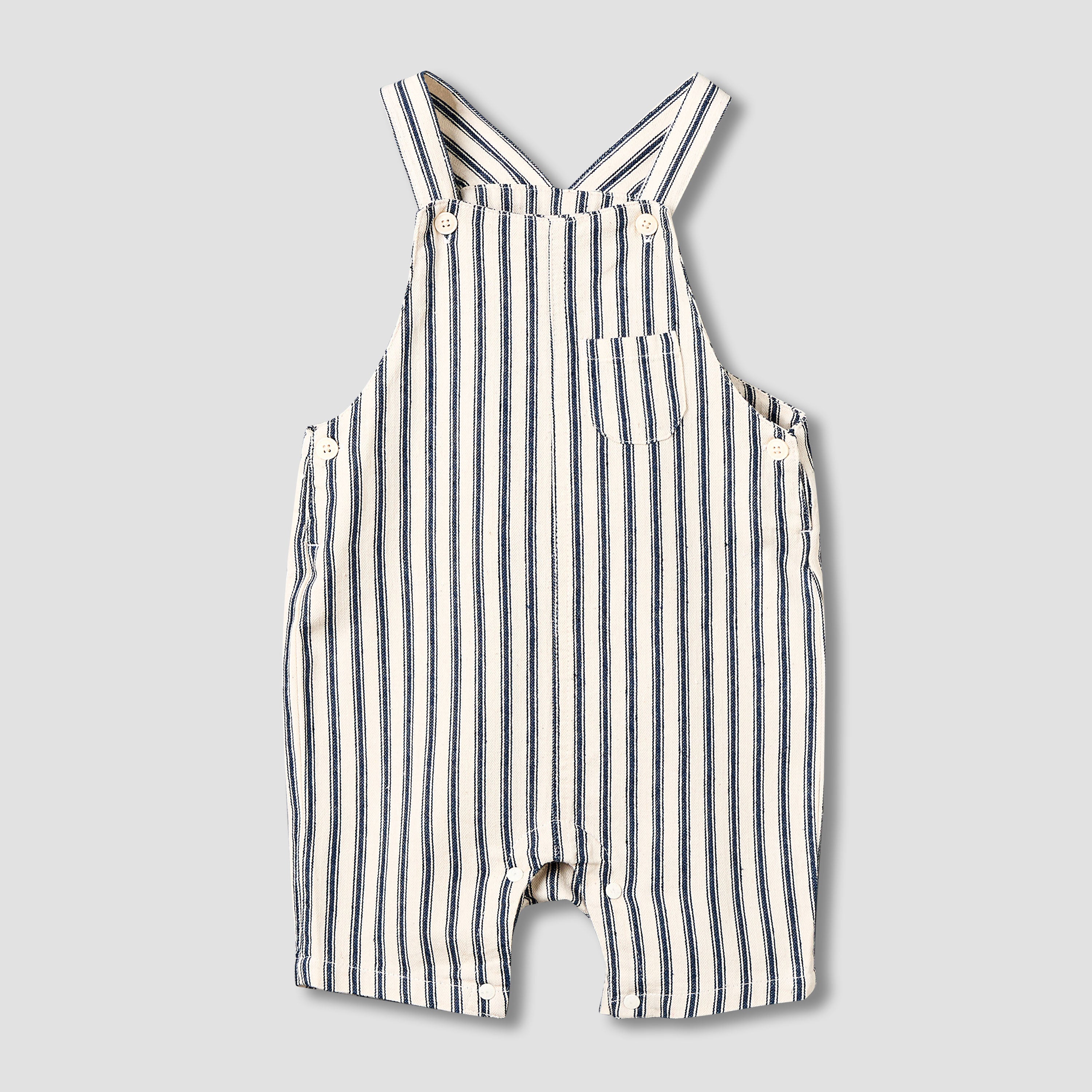 Juniors Crew Neck Short Sleeve T-shirt and Dungaree Set with Pocket