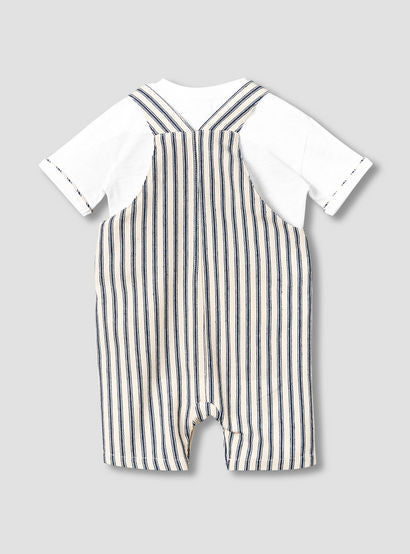 Juniors Crew Neck Short Sleeve T-shirt and Dungaree Set with Pocket-baby-boys-clothing-setsandcoords-image-3