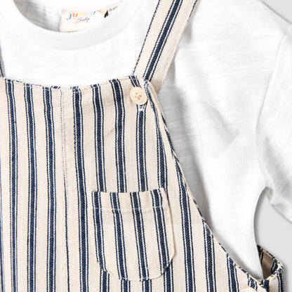 Juniors Crew Neck Short Sleeve T-shirt and Dungaree Set with Pocket