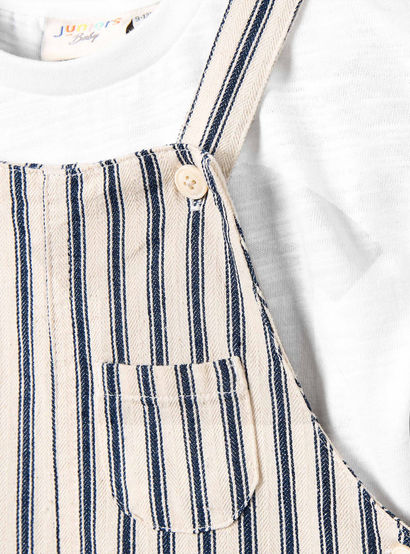 Juniors Crew Neck Short Sleeve T-shirt and Dungaree Set with Pocket-baby-boys-clothing-setsandcoords-image-6