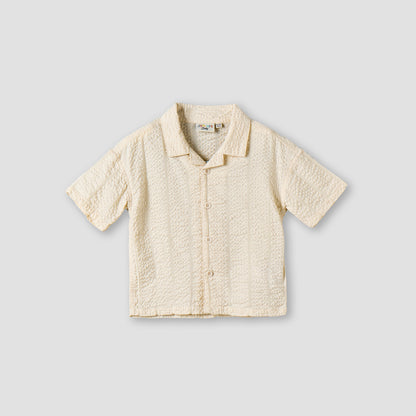 Juniors Camp Collar Short Sleeves Shirt and Shorts Set with Textured Design