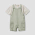 Juniors Mandarin Collar Short Sleeve Shirt and Dungaree Set with Pockets - Green / 12-18 mths