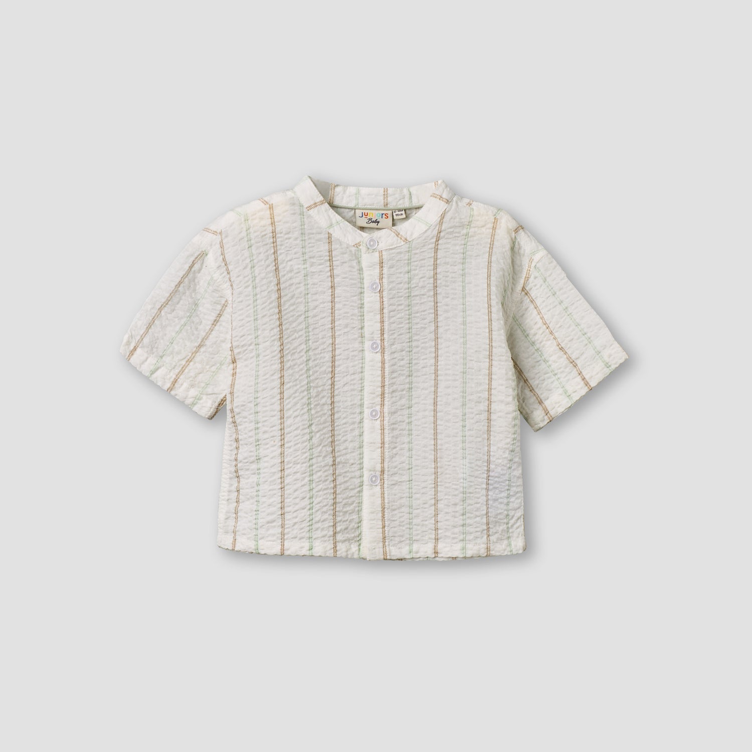 Juniors Mandarin Collar Short Sleeve Shirt and Dungaree Set with Pockets