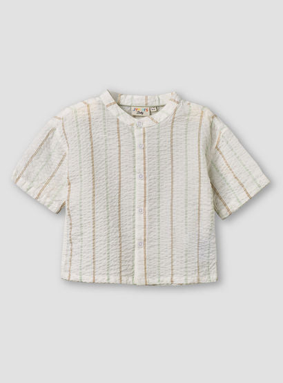 Juniors Mandarin Collar Short Sleeve Shirt and Dungaree Set with Pockets-baby-boys-clothing-setsandcoords-image-3