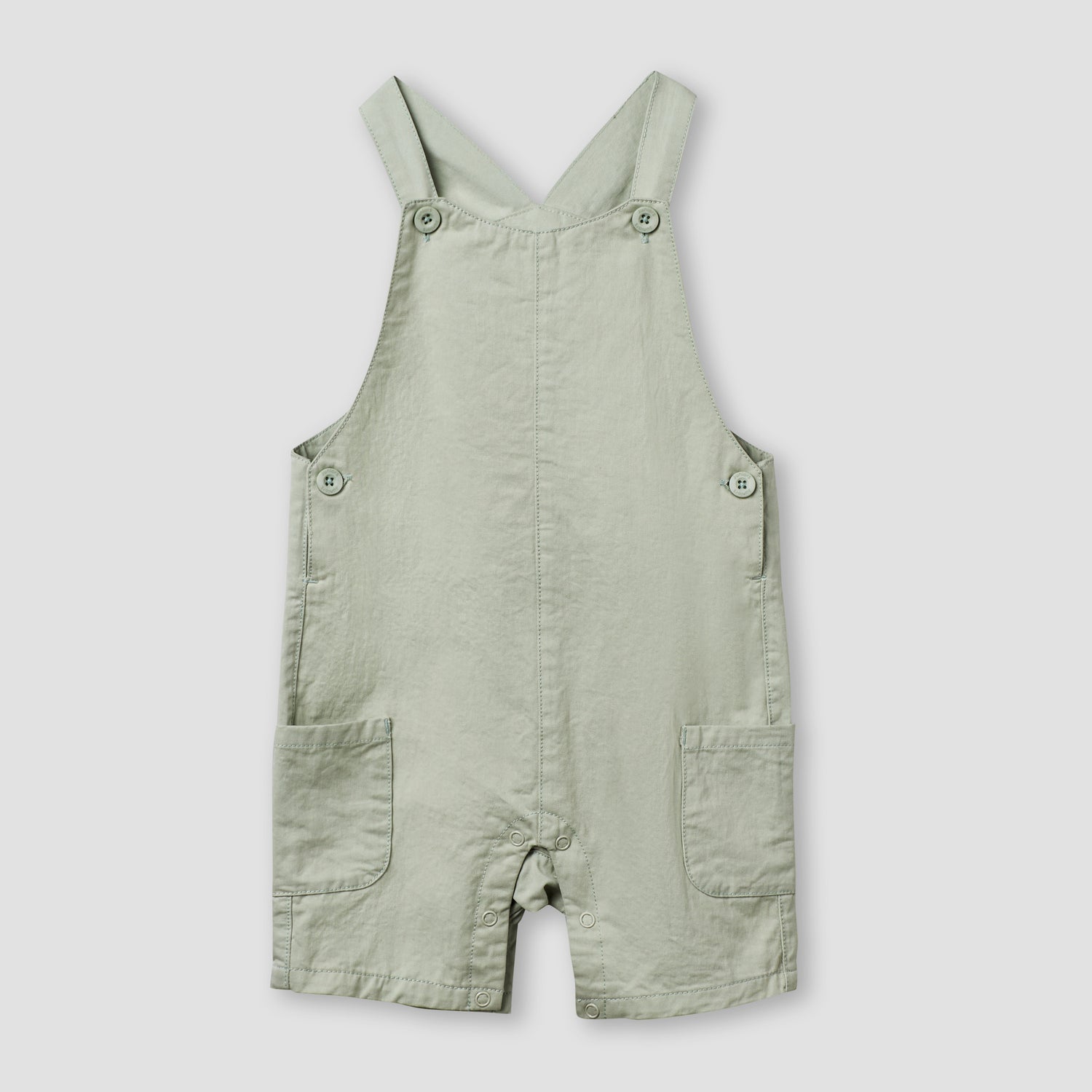 Juniors Mandarin Collar Short Sleeve Shirt and Dungaree Set with Pockets