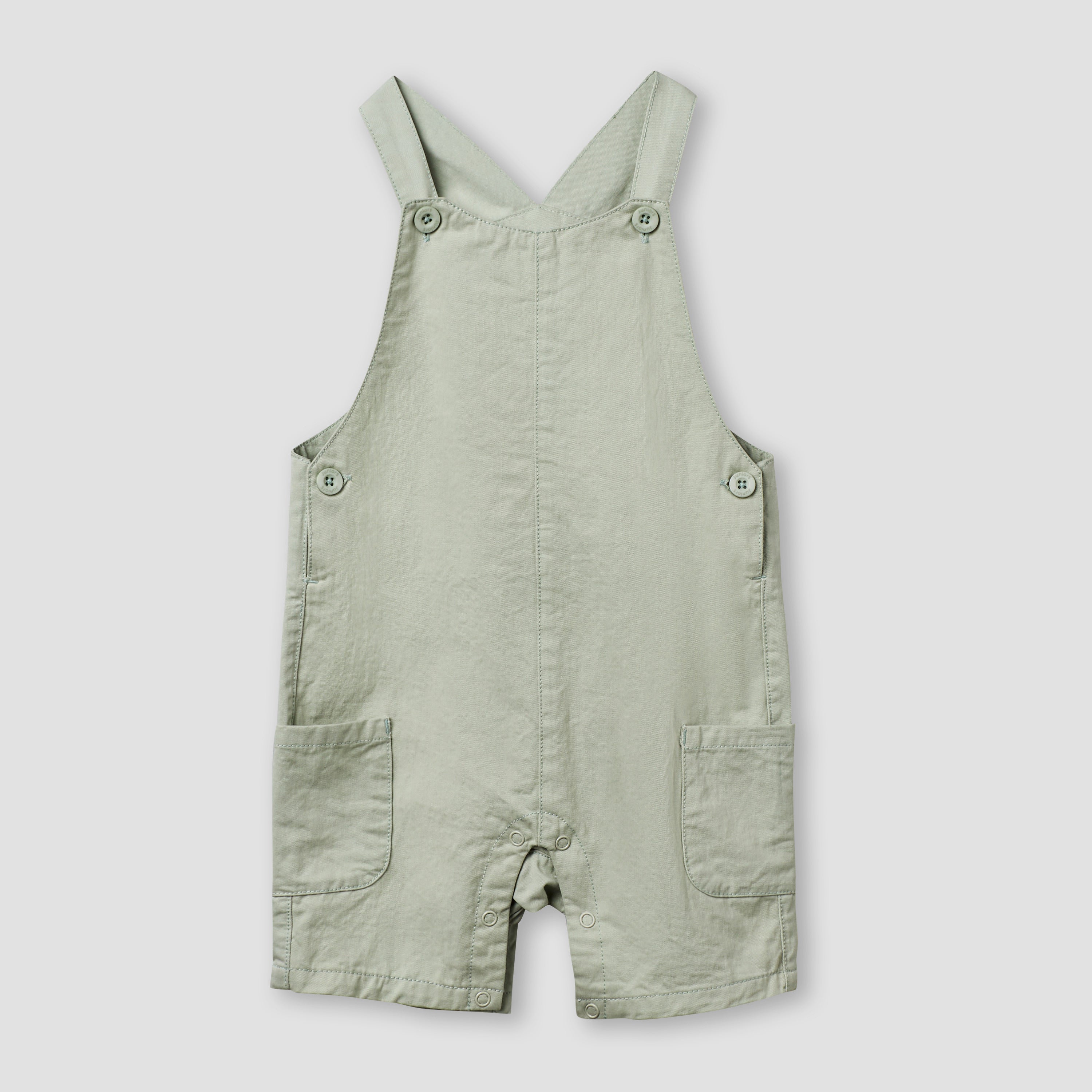 Juniors Mandarin Collar Short Sleeve Shirt and Dungaree Set with Pockets