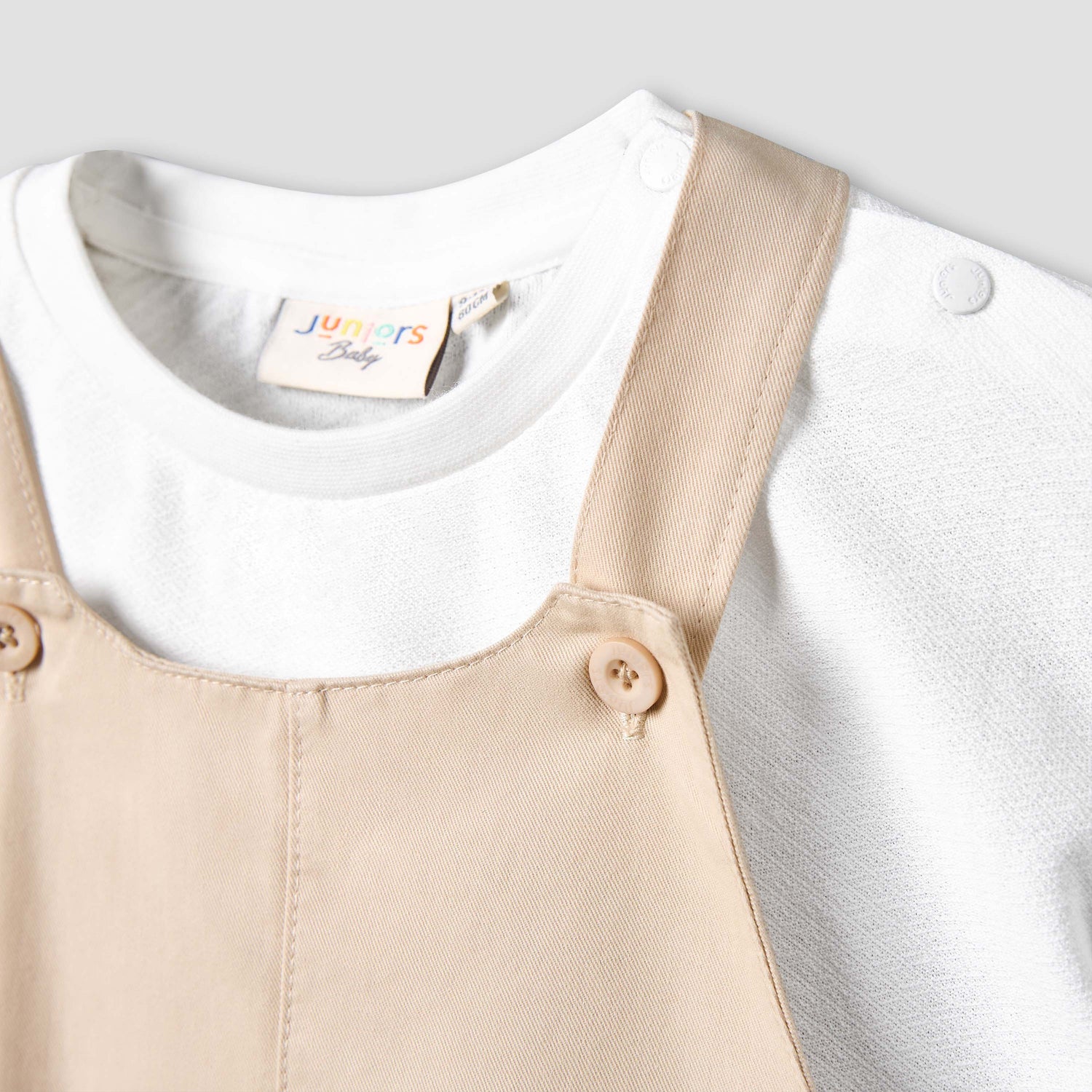 Juniors Crew Neck Short Sleeves T-shirt and Dungaree Set with Pockets