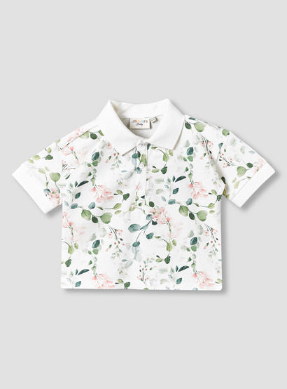 Juniors Collared Short Sleeves Polo T-shirt and Shorts Set with Floral Print-baby-boys-clothing-setsandcoords-image-3