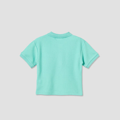 Juniors Collared Short Sleeves Polo T-shirt with Dinosaur Embroidery