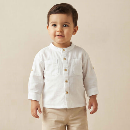 Juniors Long Sleeves Shirt with Mandarin Collar