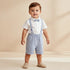 Juniors Collared Short Sleeves Bodysuit and Dungaree Set with Stripes - Multicolour / 12-18 mths