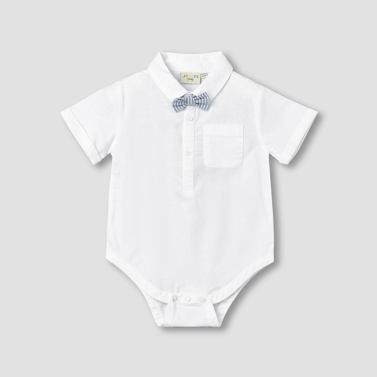Juniors Collared Short Sleeves Bodysuit and Dungaree Set with Stripes