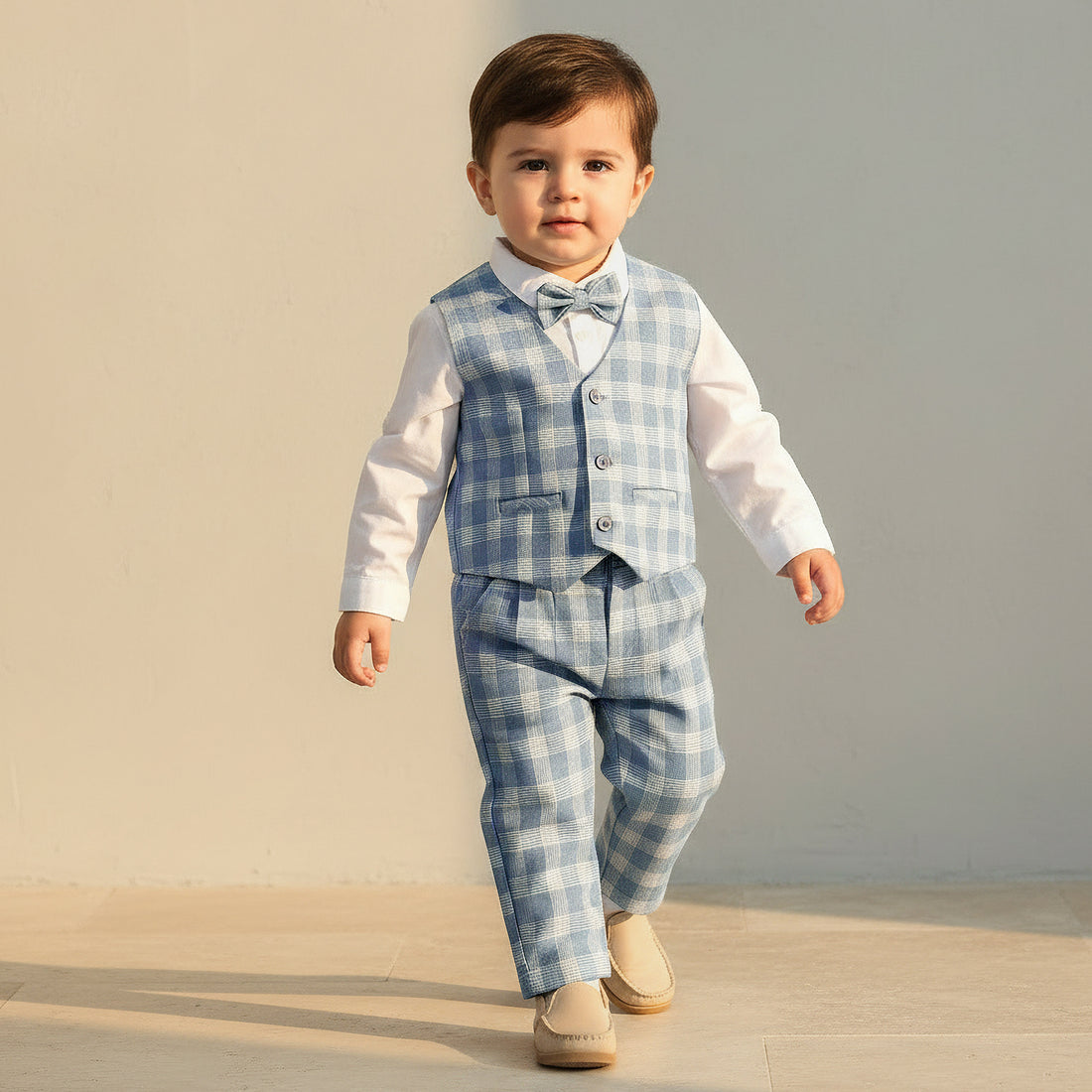 Set of 4 Juniors Clothing Gift Set with Checked Design - Blue / 24-36 mths
