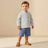 Juniors Collared Neck Long Sleeve Shirt and Shorts Set with Pockets - Blue / 24-36 mths